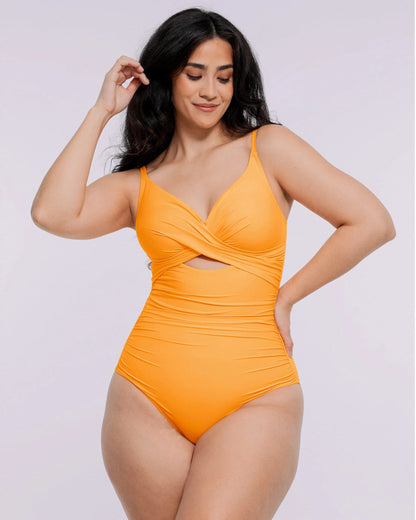 Smart Sculpt™ Ribbed Cutout-Front Shaping Swimsuit